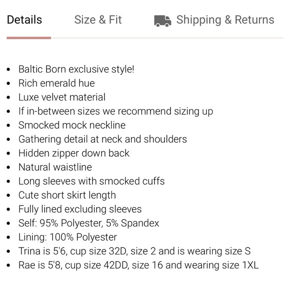 Baltic Born Emerald Velvet Dress - Large NWT - Picture 10 of 14